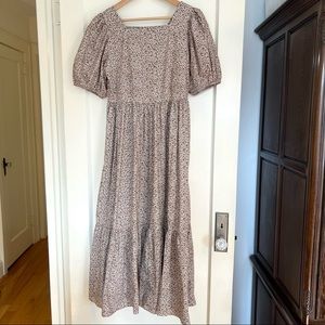 DÔEN Doen Dune Dress in Sienna Brown Champignon floral print Medium